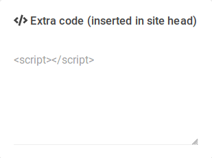 Card with text box for adding extra HTML code to the site header